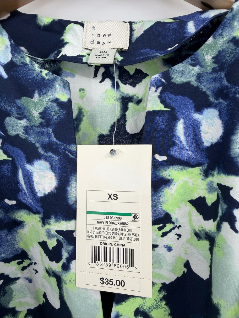 A New Day Navy Blue Floral Ruffle Sleeve Midi Dress XS NWT - Picture 7 of 13